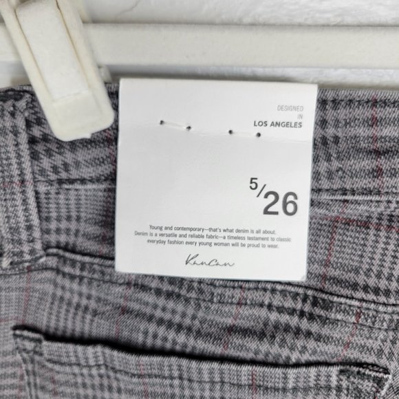Kancan Women's Junior's Size 5 Jeans Gray Plaid Button Fly - Picture 5 of 8